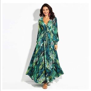 Palm leaf maxi dress